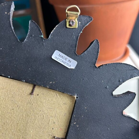 Vintage 8.5" Handpainted Blue and Gold Celestial Wall Mirror Whimsygoth - Picture 5 of 11